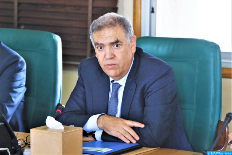 Le ministre de l'intérieur, M. Abdelouafi Laftit intervenant lors d'une réunion au ministère de l'Intérieur consacrée au contrôle des prix et à l'approvisionnement durant le Ramadan. 30032023-Rabat
