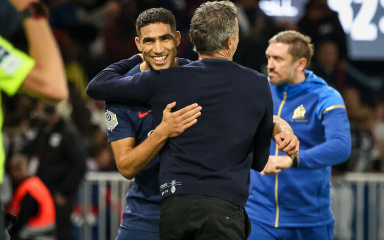 Sport
Parc des princes (Paris XVIe), le 24 septembre 2023
Psg-OM, 6e journée de ligue 1 
Achraf Hakimi et Luis Enrique
Photo LP / Fred Dugit