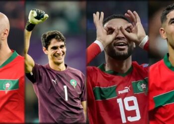 Yassine Bounou, Achraf Hakimi, Youssef En-Nesyri et Sofiane Amrabat