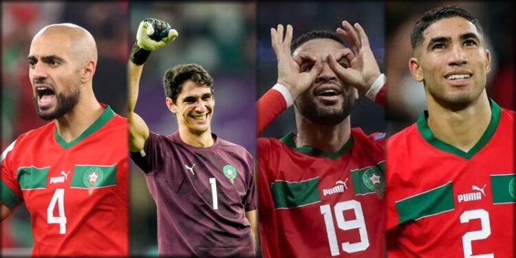 Yassine Bounou, Achraf Hakimi, Youssef En-Nesyri et Sofiane Amrabat