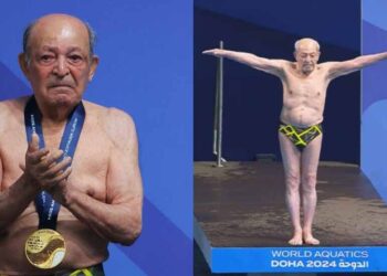 À 100 ans, il pulvérise un record de plongeon aux Championnats du monde!