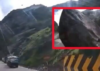 Video: Un rocher géant pulvérise un camion en un clin d’œil