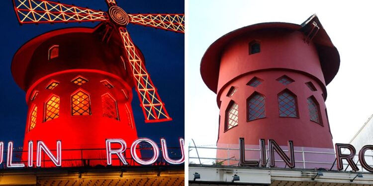 Chute des ailes du Moulin Rouge : Un incident rare trouble la  légende Parisienne