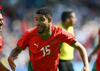 Mehdi Mouhoub avec equipe olympique marocaine after his first goal