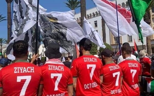 Hakim Zyech, en vedette lors de la marche pro-Palestinienne de Rabat