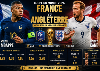 France – Angleterre : sur quoi parier dans ce choc de la Coupe du monde 2026 ?