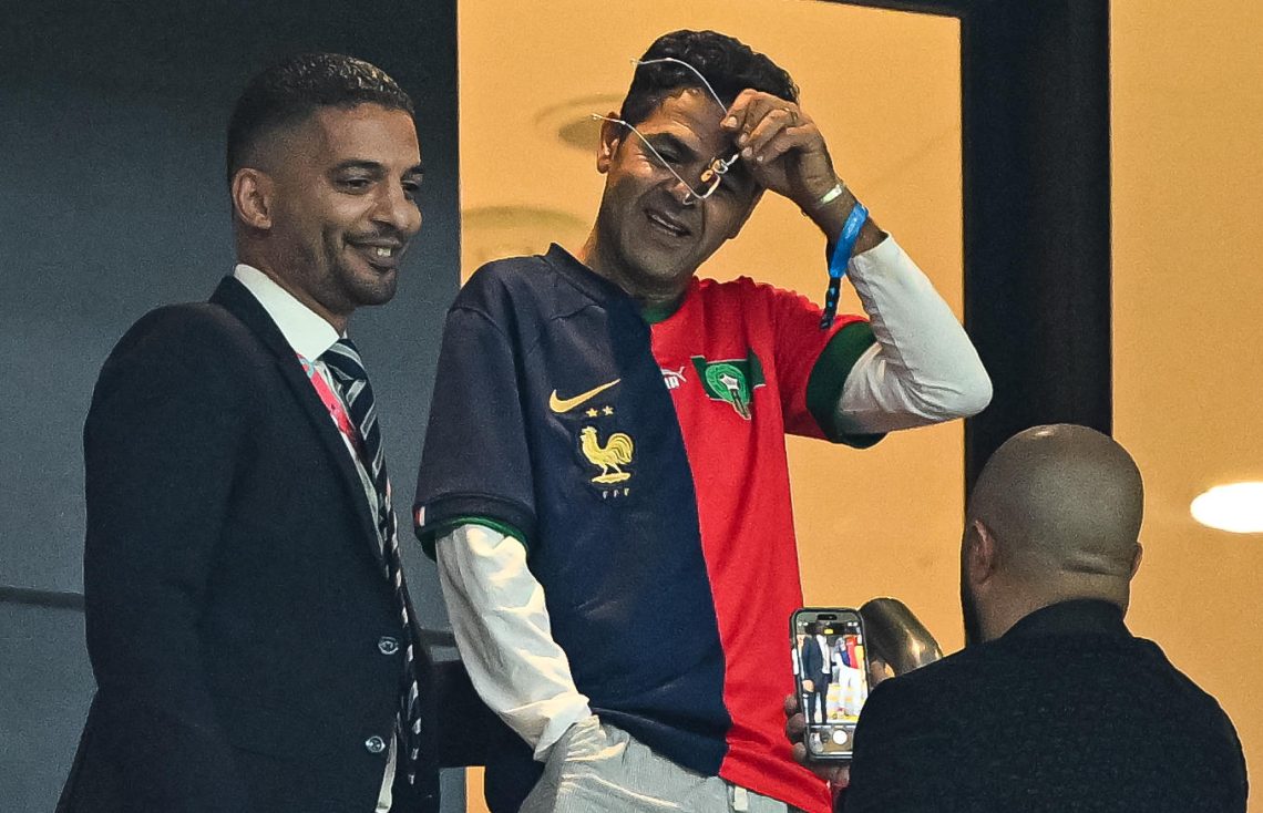 Jamel DEBBOUZE in the stands prior to the FIFA World Cup Qatar 2022, Semi Final match between France and Morocco at Al Bayt Stadium on December 14, 2022 in Al Khor, Qatar. (Photo by Baptiste Fernandez/Icon Sport)